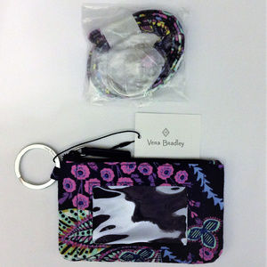 Vera Bradley Zip ID & Lanyard Batik Leaves NEW